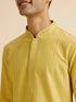 Manyavar Mustard Yellow Grid Jaal Patterned Kurta Set