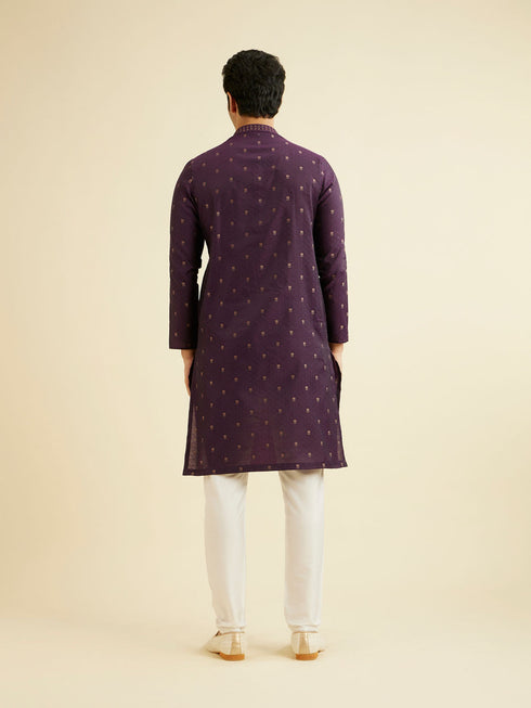 Manyavar Royal Purple Floral Buta Patterned Kurta Set
