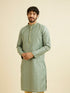 Manyavar Soft Green Linear Patterned Kurta Set with Sequin Work