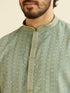 Manyavar Soft Green Linear Patterned Kurta Set with Sequin Work