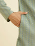 Manyavar Soft Green Linear Patterned Kurta Set with Sequin Work
