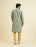 Manyavar Soft Green Linear Patterned Kurta Set with Sequin Work