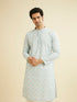 Manyavar Powder Blue Chikankari Printed Kurta Set