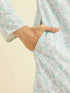 Manyavar Powder Blue Chikankari Printed Kurta Set