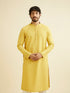 Manyavar Primrose Yellow Lattice Patterned Kurta Set
