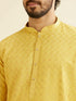 Manyavar Primrose Yellow Lattice Patterned Kurta Set
