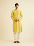 Manyavar Primrose Yellow Lattice Patterned Kurta Set