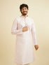 Manyavar Baby Pink Wave Print Kurta Set with Sequin Work