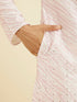 Manyavar Baby Pink Wave Print Kurta Set with Sequin Work