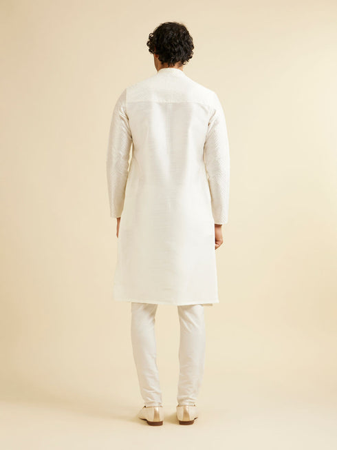 Manyavar Warm White Ditsy Patterned Kurta Set