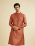 Manyavar Rust Red Trellis Patterned Kurta Set