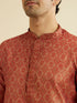 Manyavar Rust Red Trellis Patterned Kurta Set