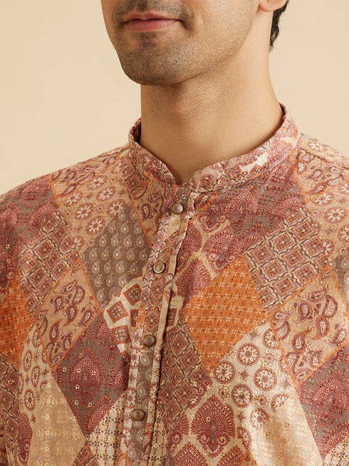 Manyavar Fawn Splendor Kurta Pajama