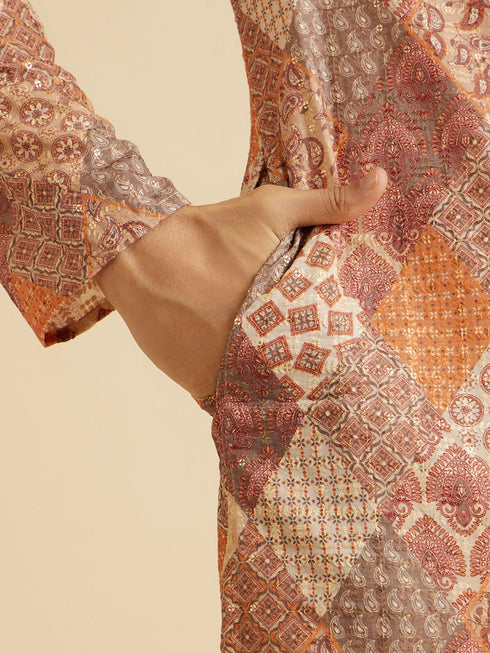 Manyavar Fawn Splendor Kurta Pajama