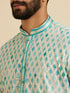 Manyavar Aqua Green Chikankari Printed Kurta Set with Sequin Work