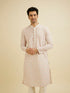 Manyavar Baby Pink Chikankari Print Kurta Set with Sequin Work