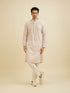 Manyavar Baby Pink Chikankari Print Kurta Set with Sequin Work