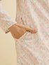 Manyavar Baby Pink Chikankari Print Kurta Set with Sequin Work