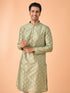Manyavar Regal Brocade Green Kurta Pajama