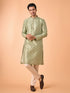 Manyavar Regal Brocade Green Kurta Pajama