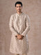 Manyavar Timeless Beige Brocade Kurta Pajama