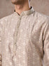 Manyavar Timeless Beige Brocade Kurta Pajama