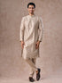 Manyavar Timeless Beige Brocade Kurta Pajama