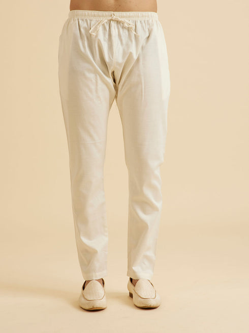 Manyavar Cream Elegance Kurta Pajama