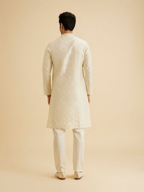 Manyavar Cream Elegance Kurta Pajama
