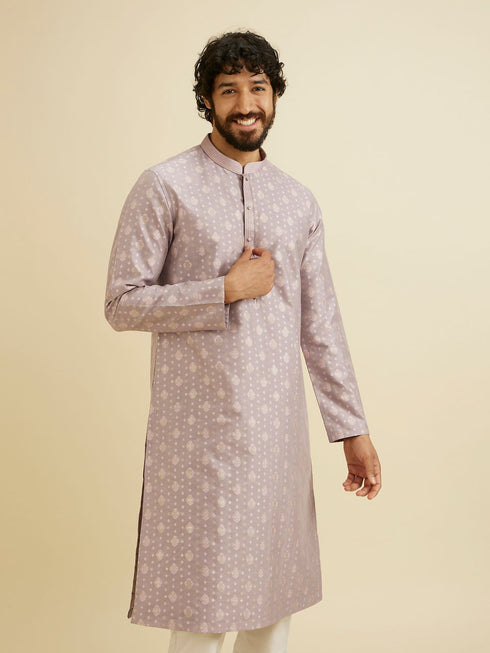 Manyavar Soft Lilac Buta Patterned Kurta Set