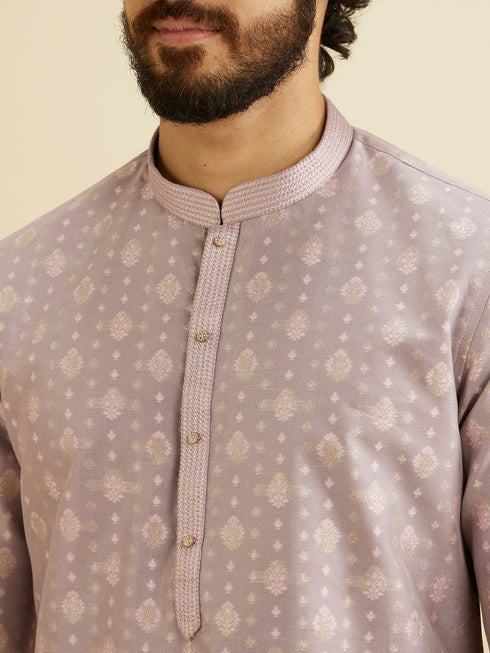 Manyavar Soft Lilac Buta Patterned Kurta Set