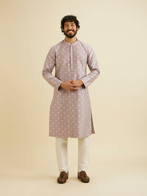 Manyavar Soft Lilac Buta Patterned Kurta Set