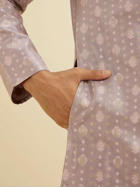 Manyavar Soft Lilac Buta Patterned Kurta Set