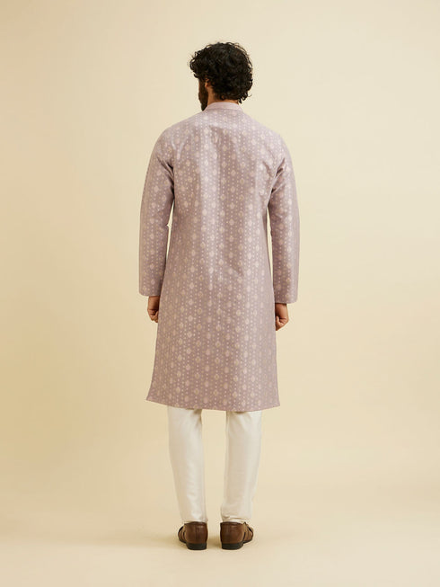 Manyavar Soft Lilac Buta Patterned Kurta Set
