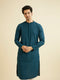 Manyavar Teal Blue Chikankari Embroidered Kurta Set