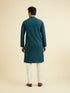 Manyavar Teal Blue Chikankari Embroidered Kurta Set