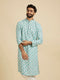 Manyavar Aqua Green Chikankari Print Kurta Set