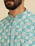 Manyavar Aqua Green Chikankari Print Kurta Set