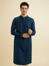 Manyavar Teal Blue Chikankari Kurta Set with Sequin Work