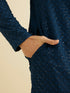 Manyavar Teal Blue Chikankari Kurta Set with Sequin Work