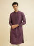 Manyavar Wine Red Chikankari Kurta Set with Sequin Work