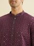 Manyavar Wine Red Chikankari Kurta Set with Sequin Work