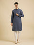 Manyavar Oxford Blue Chikankari Kurta Set with Sequin Work