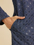 Manyavar Oxford Blue Chikankari Kurta Set with Sequin Work