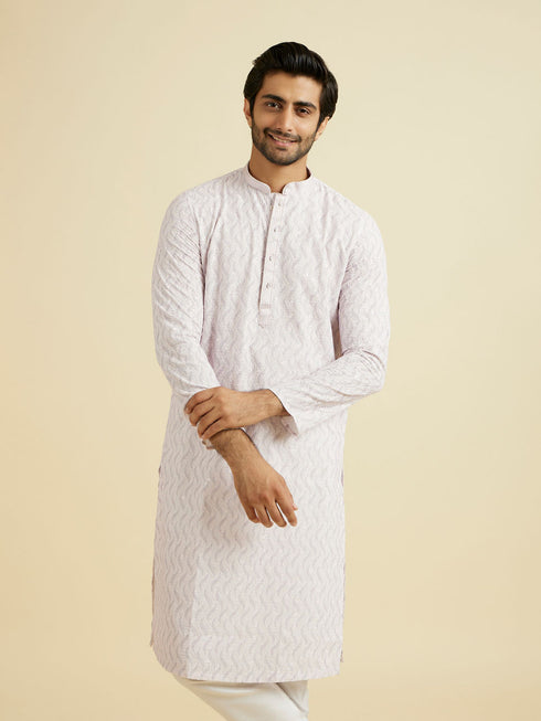 Manyavar Festive Pink Cotton Kurta Pajama
