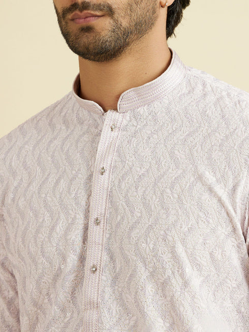 Manyavar Festive Pink Cotton Kurta Pajama