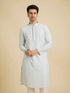 Manyavar Ice Blue Chikankari Printed Kurta Set with Sequin Work