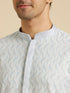 Manyavar Ice Blue Chikankari Printed Kurta Set with Sequin Work