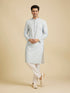 Manyavar Ice Blue Chikankari Printed Kurta Set with Sequin Work