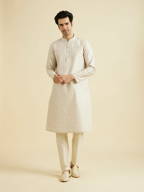 Manyavar Beige Festivity Kurta Pajama
